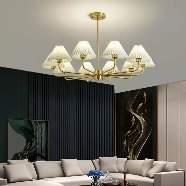 Lustre Dourado Vintage De 3 a 10 Cúpulas Pendente Tocheiro