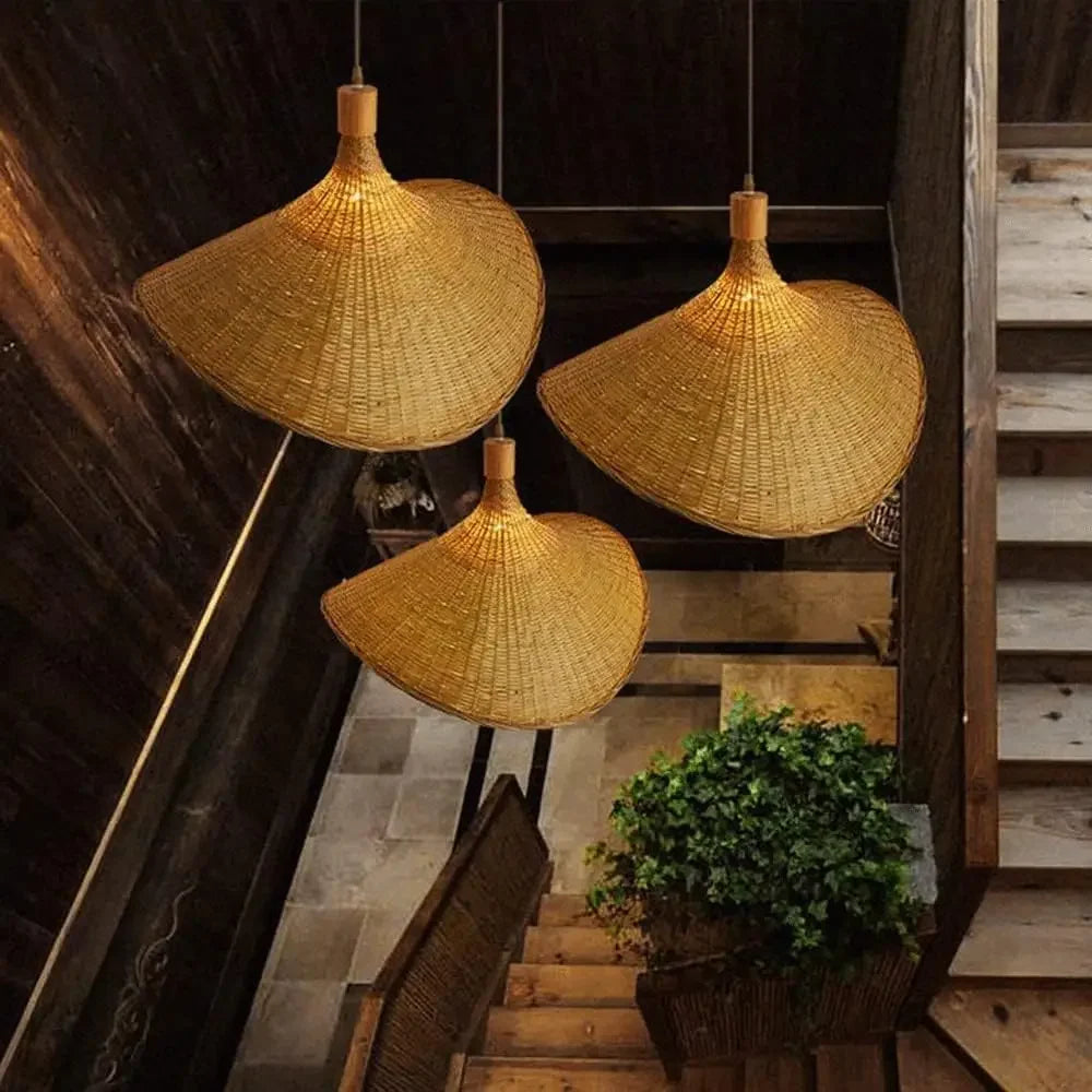 Lustre Pendente Decorativo de Bambu e Rattan 30, 40, 50, 60 e 80cm