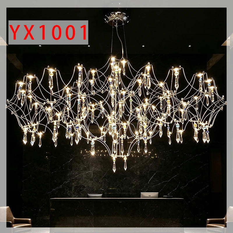 Lustre Pendente de Cristal Vaga-lume LED | Dourado ou Cromado