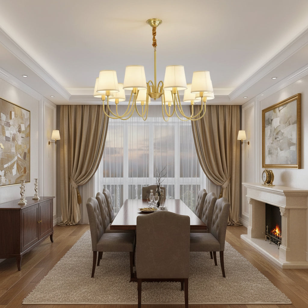 Lustre Dourado Vintage De 3 a 10 Cúpulas Pendente Tocheiro