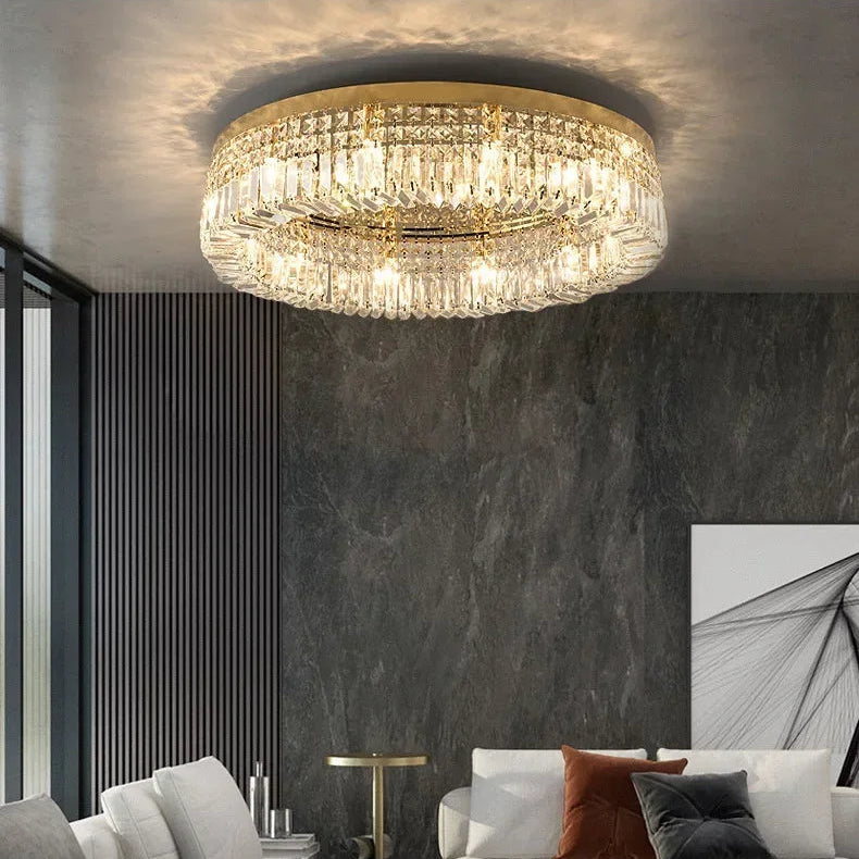 Lustre de Teto Redondo 40, 50, 60, 80cm Pingente de Cristal Moderno