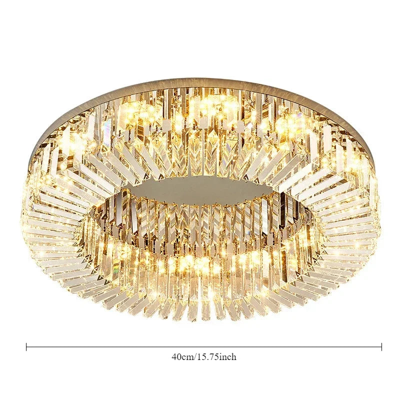 Lustre de Teto Redondo 40, 50, 60, 80cm Pingente de Cristal Moderno