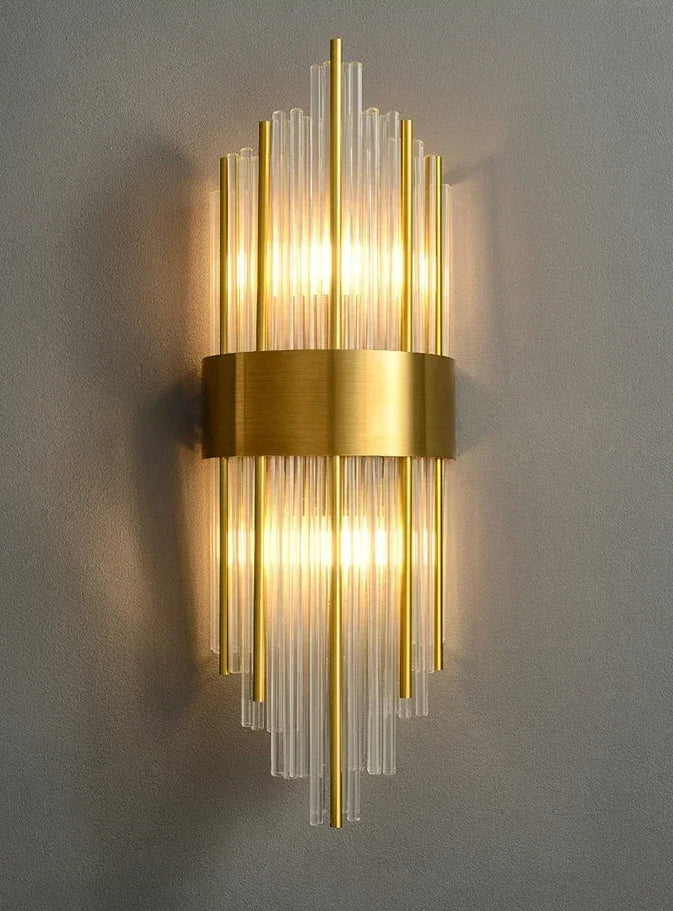Arandela de Cristal Golden – Iluminação Sofisticada Art Deco