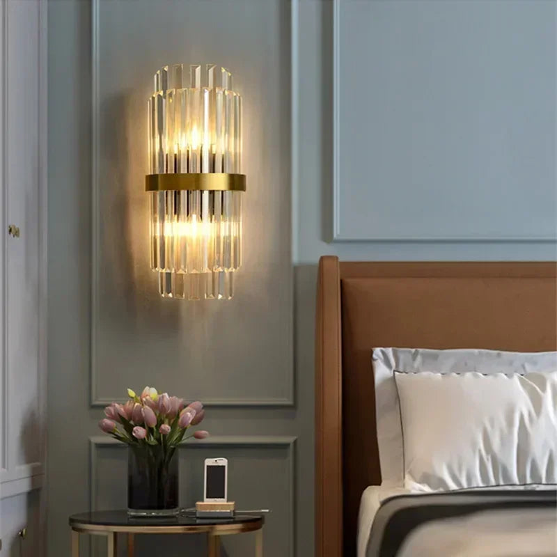 Arandela de Cristal Golden – Iluminação Sofisticada Art Deco