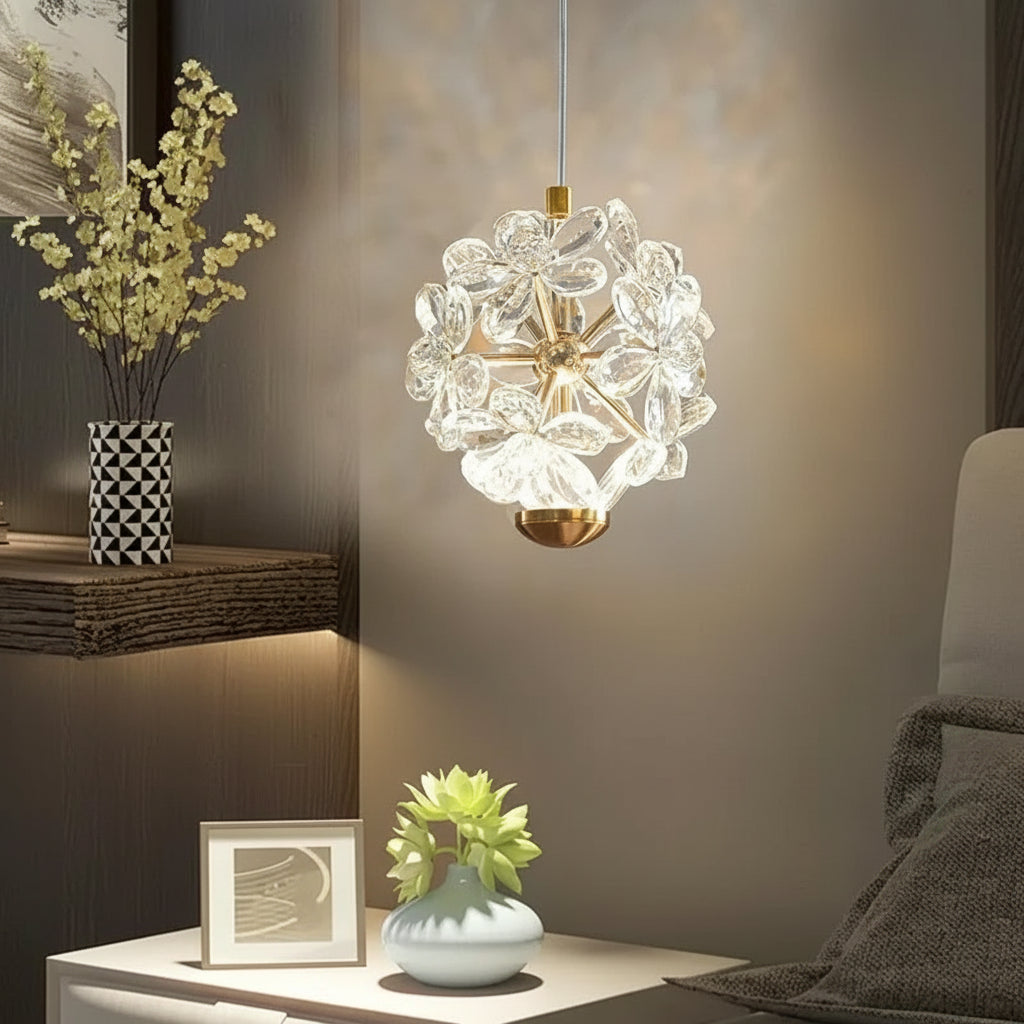 Pendente Safira Dourado Lustre Cristal