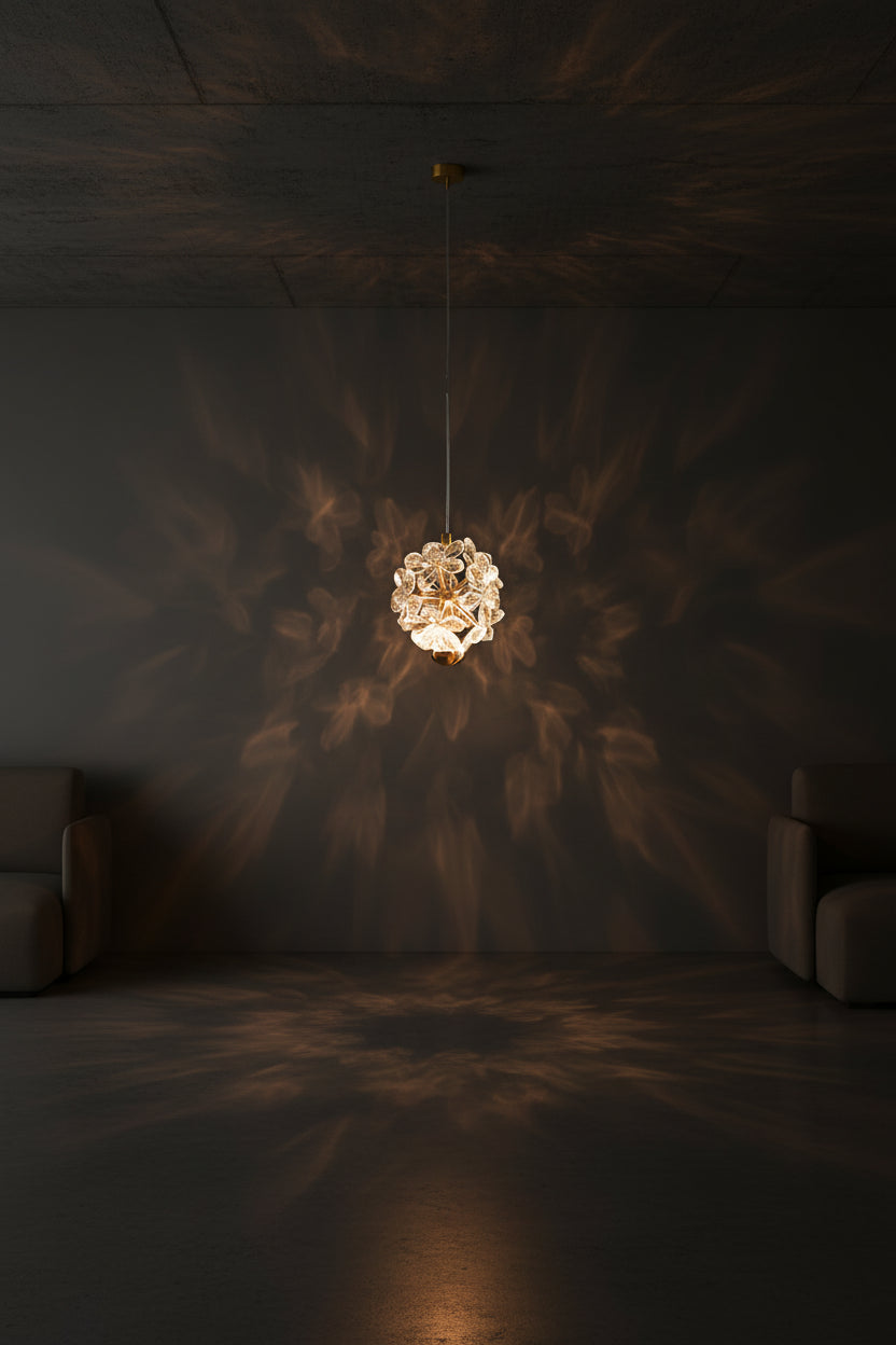 Pendente Safira Dourado Lustre Cristal
