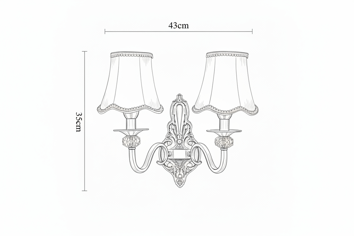 Arandela Tocheiro Dourado Vintage com Cúpula de Tecido – 1 ou 2 Cúpulas