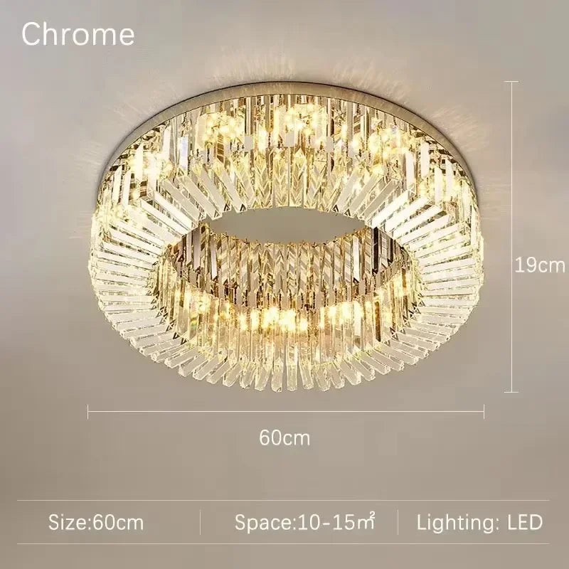 Lustre de Teto Redondo 40, 50, 60, 80cm Pingente de Cristal Moderno