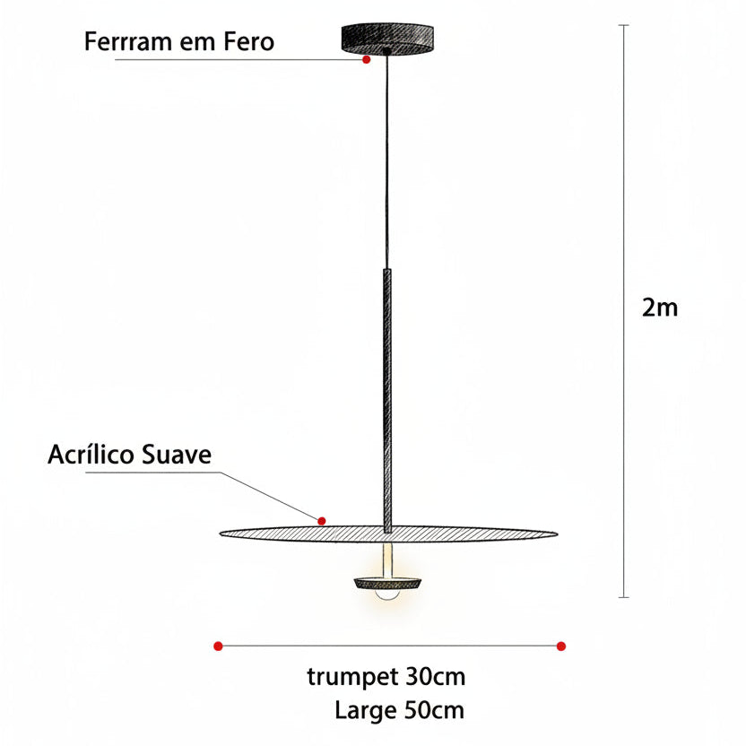 Lustre Pendente Circle Minimalista 30cm e 50cm