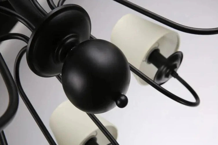 Lustre Preto Vintage De 3 a 10 Cúpulas