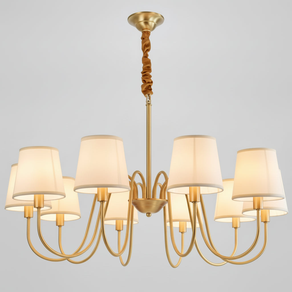 Lustre Dourado Vintage De 3 a 10 Cúpulas Pendente Tocheiro