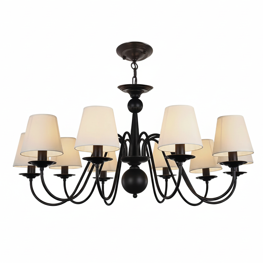 Lustre Preto Vintage De 3 a 10 Cúpulas