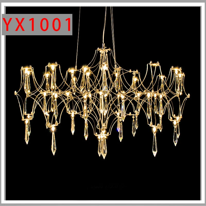 Lustre Pendente de Cristal Vaga-lume LED | Dourado ou Cromado