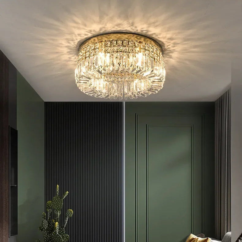 Lustre de Teto Redondo 40, 50, 60, 80cm Pingente de Cristal Moderno