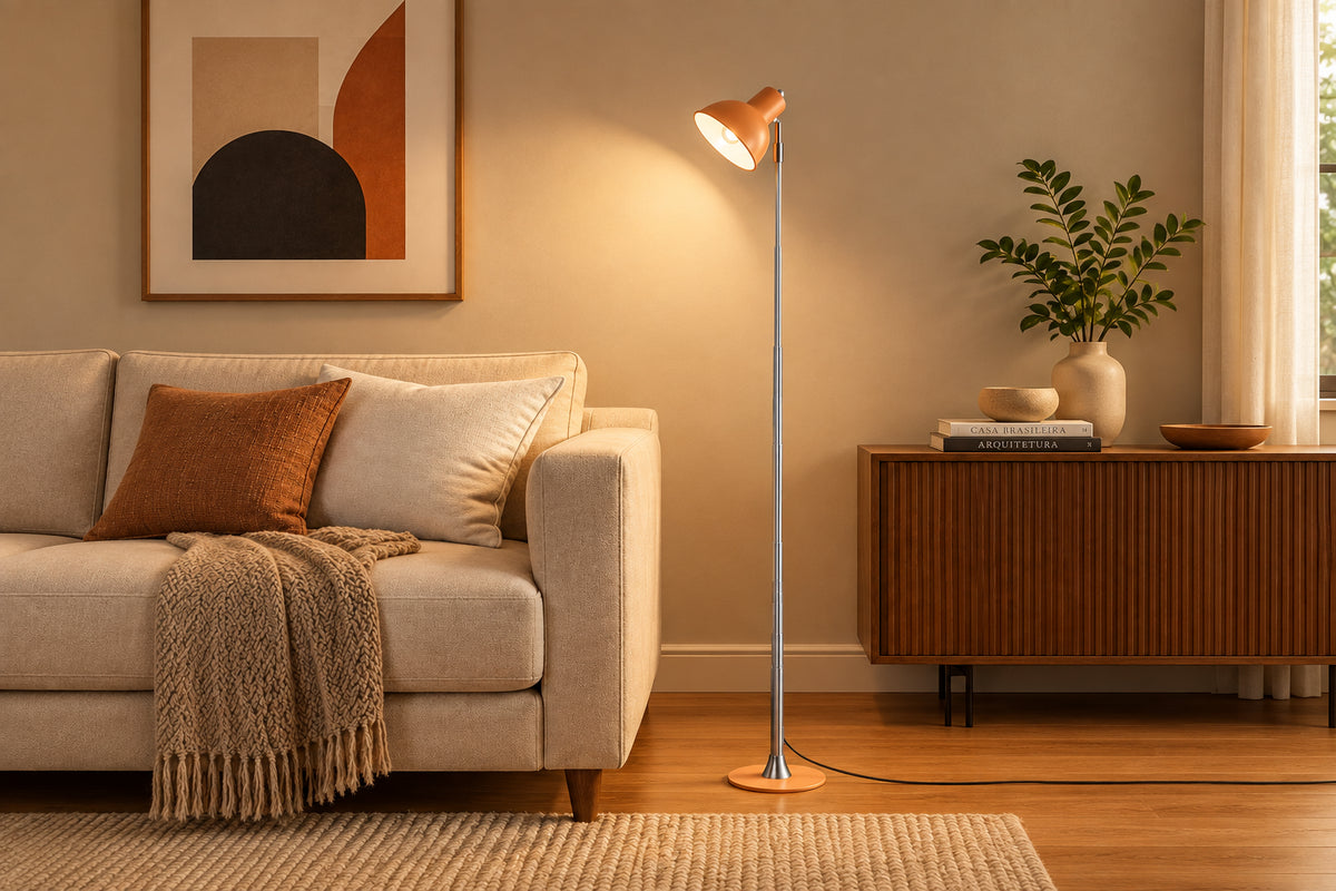 Luminária de Piso Telescopic 145cm e Abajur Regulável Luminaria 2 em 1