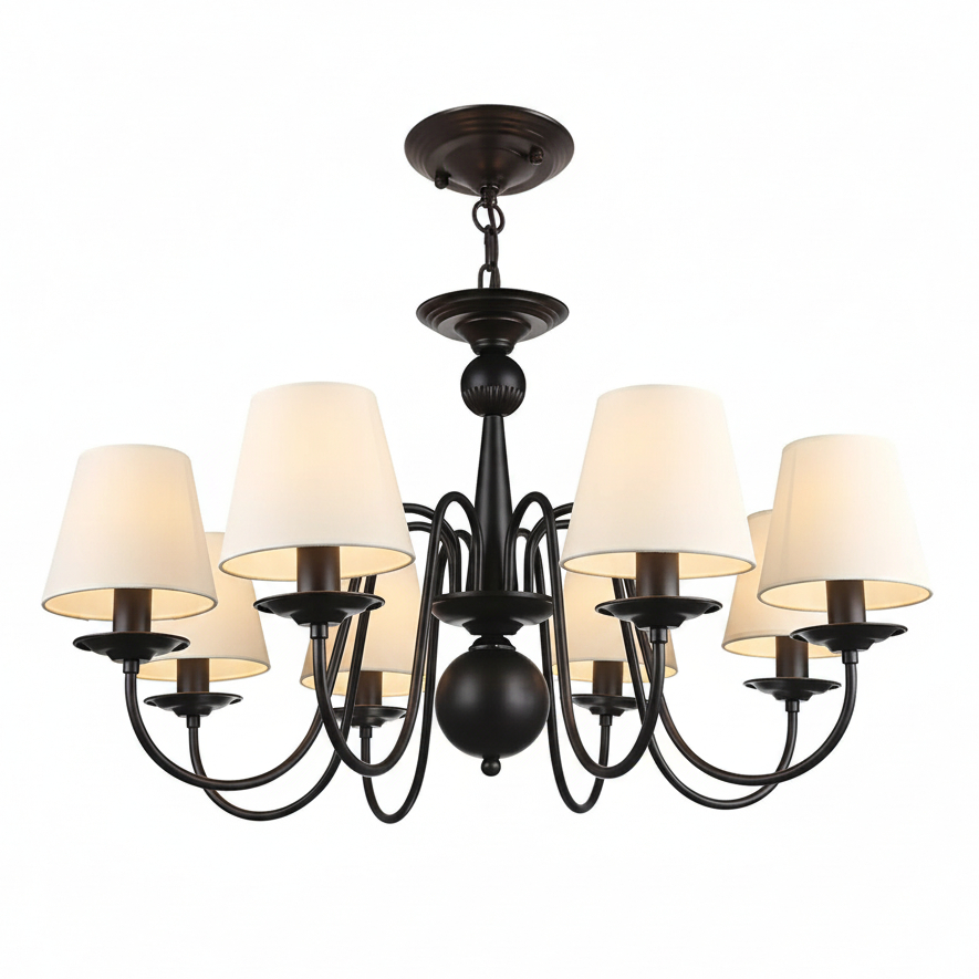 Lustre Preto Vintage De 3 a 10 Cúpulas