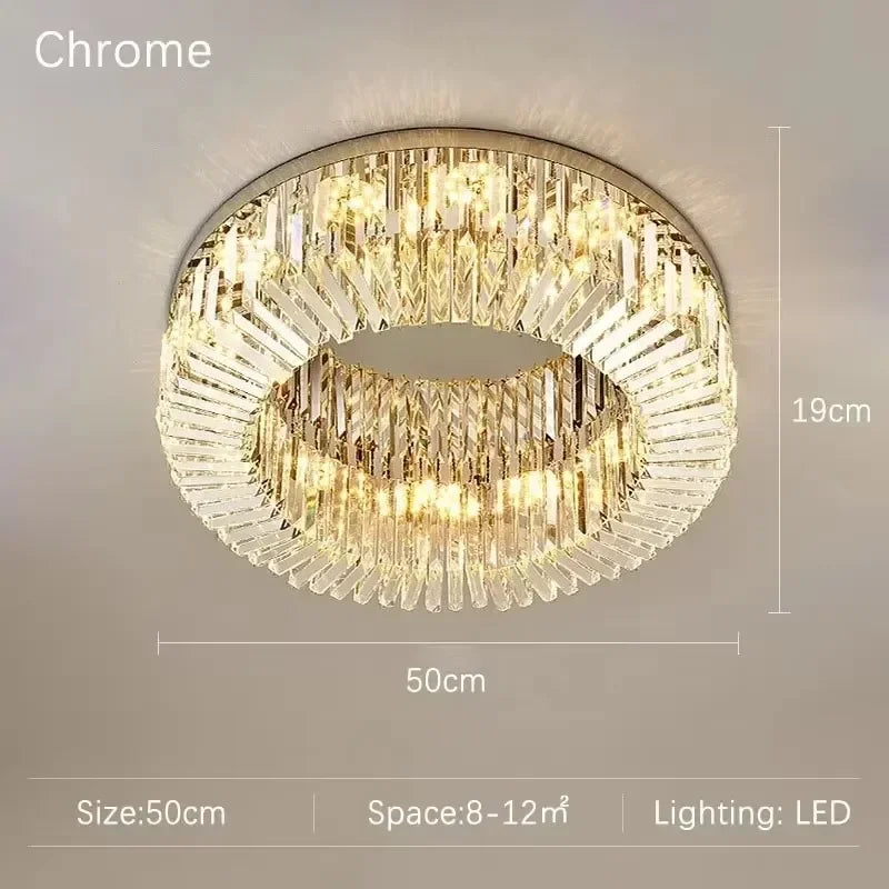 Lustre de Teto Redondo 40, 50, 60, 80cm Pingente de Cristal Moderno