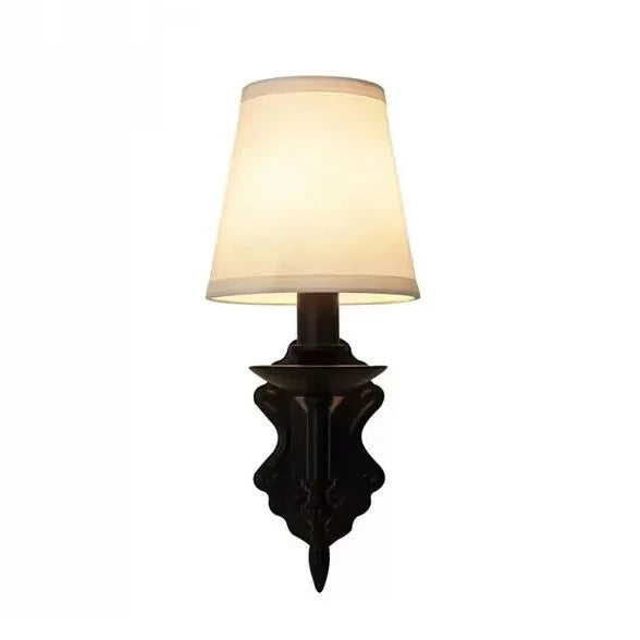 Arandela Tocheiro Preto Vintage com Cúpula de Tecido Branco