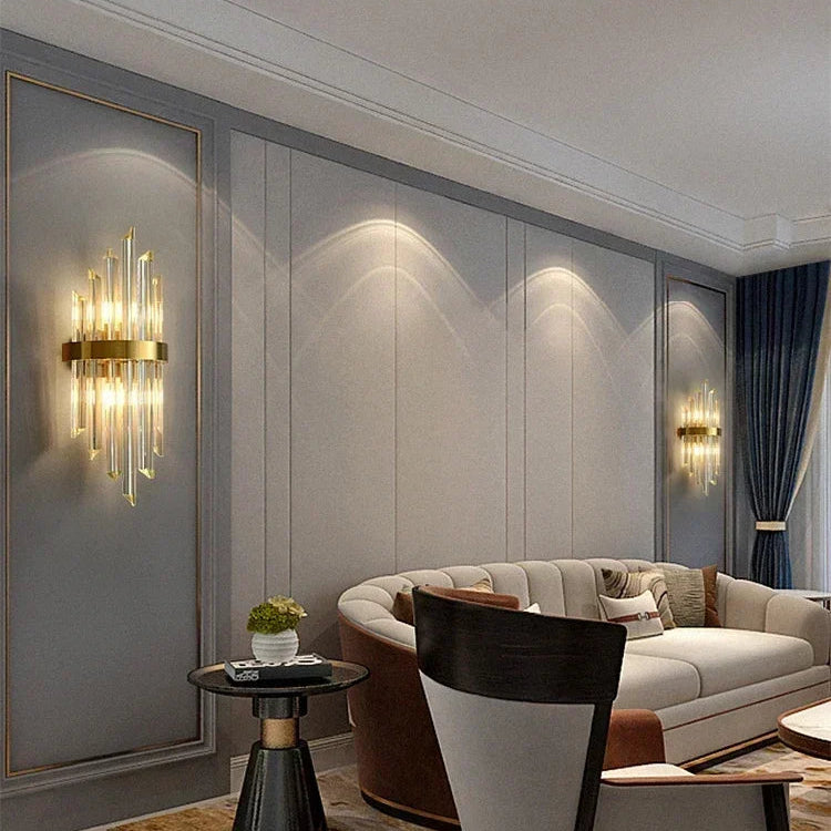 Arandela de Cristal Golden – Iluminação Sofisticada Art Deco