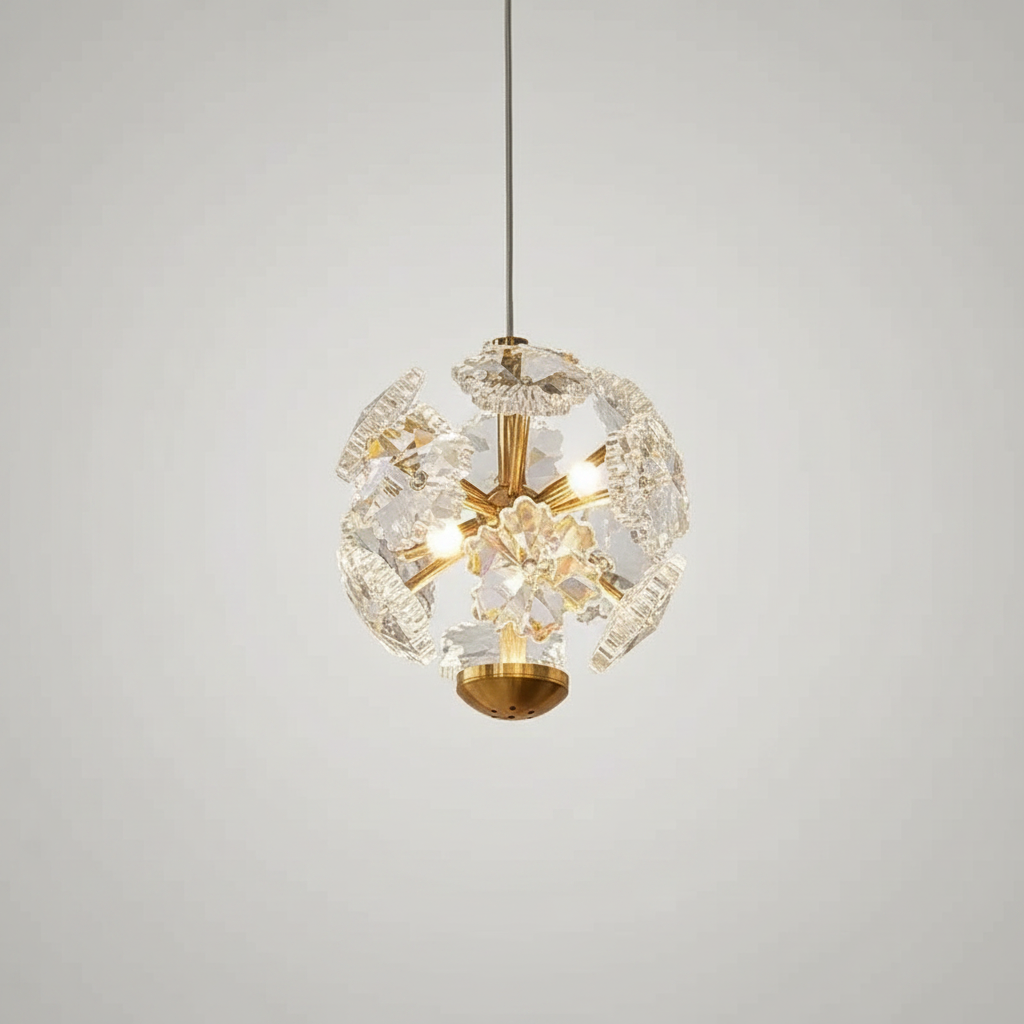 Pendente Safira Dourado Lustre Cristal