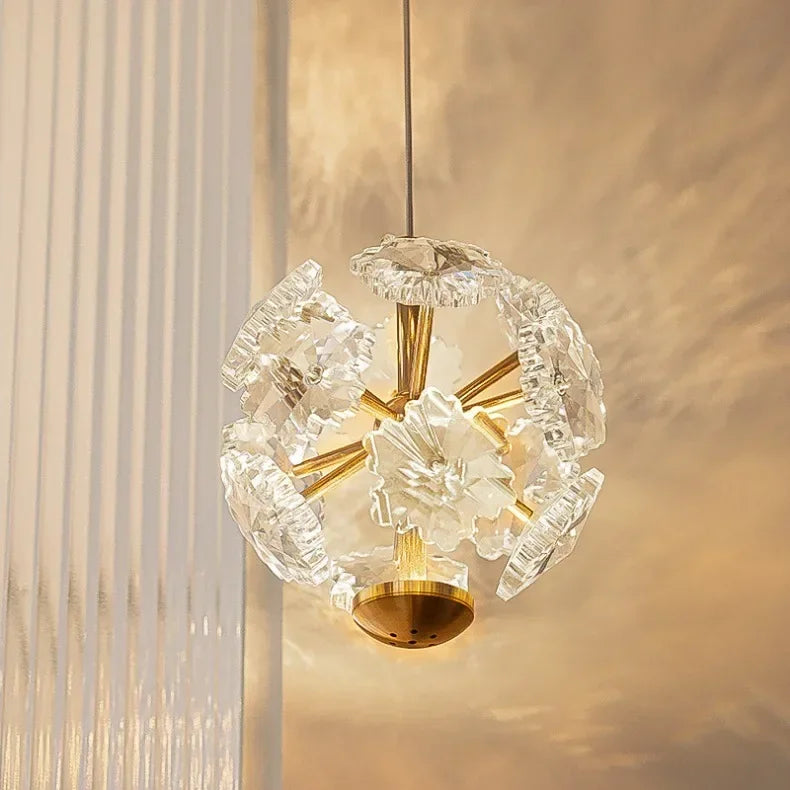 Pendente Safira Dourado Lustre Cristal