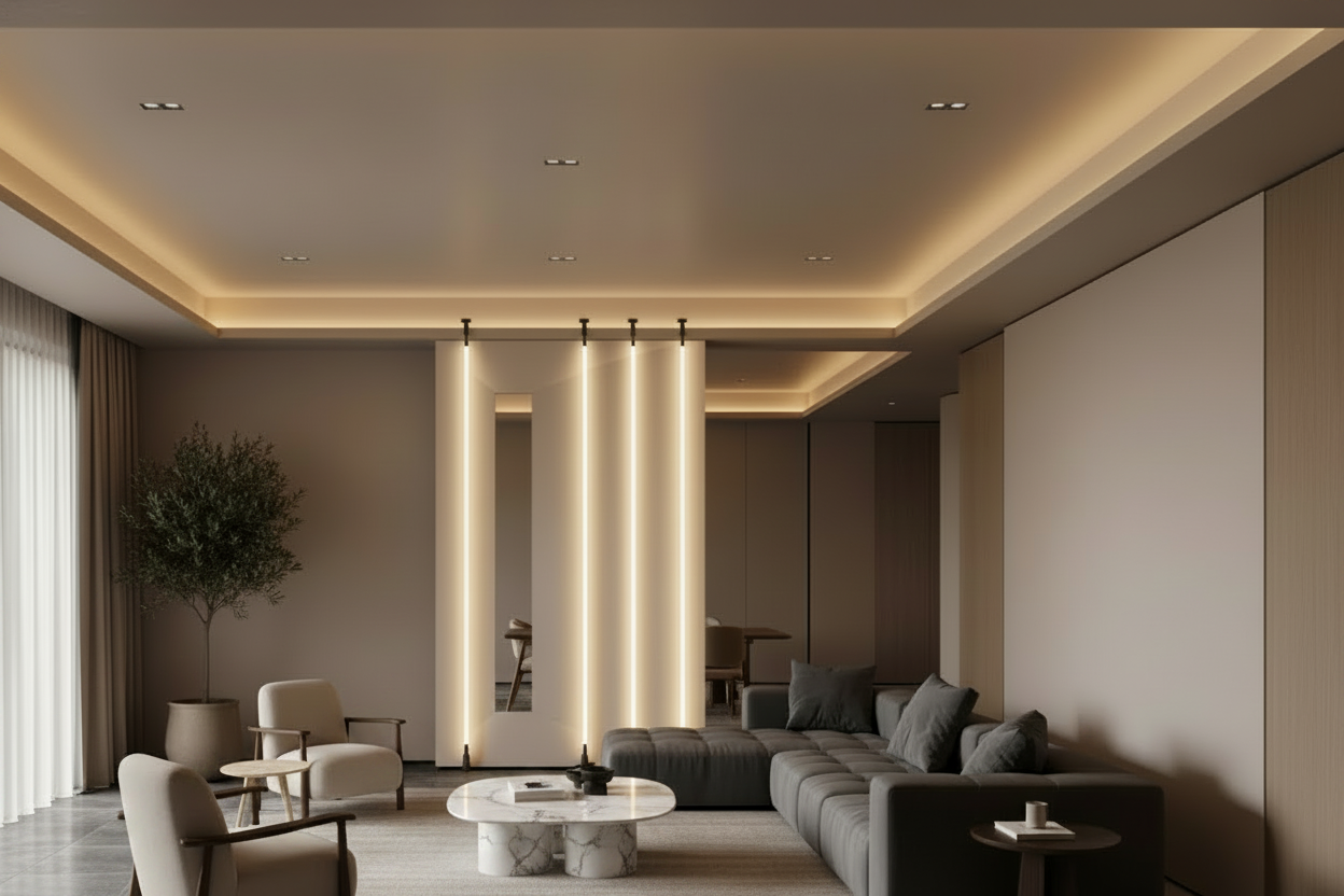 Viral 360 Piso Teto Lustre Pendente LED Vertical Moderno para Escadas e Pé-Direito Duplo 2m a 10m