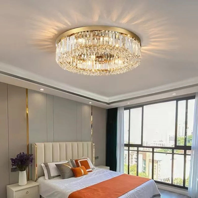 Lustre de Teto Redondo 40, 50, 60, 80cm Pingente de Cristal Moderno