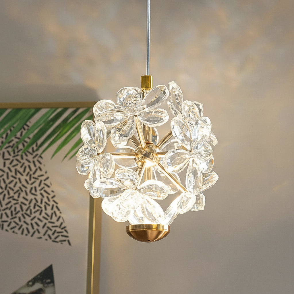 Pendente Safira Dourado Lustre Cristal