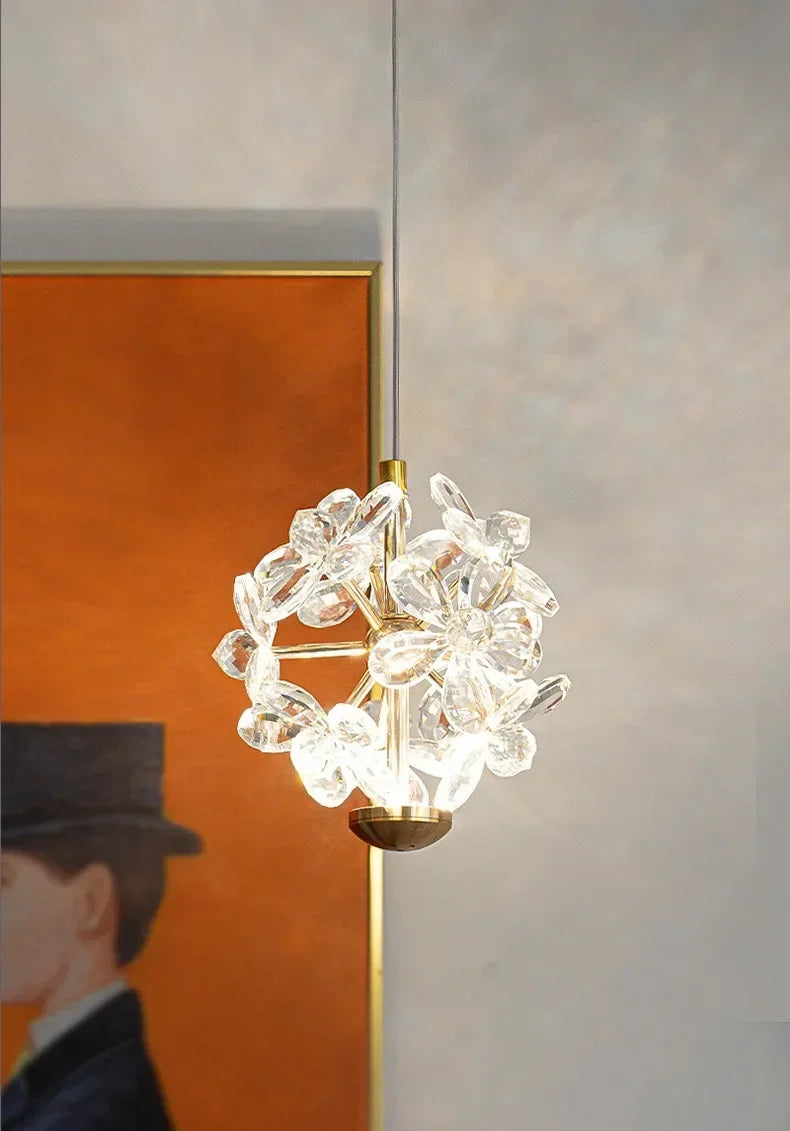 Pendente Safira Dourado Lustre Cristal