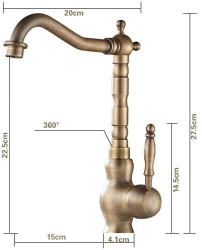 Torneira 360° Vintage de Bancada – Bronze Clássico com Dupla Alça