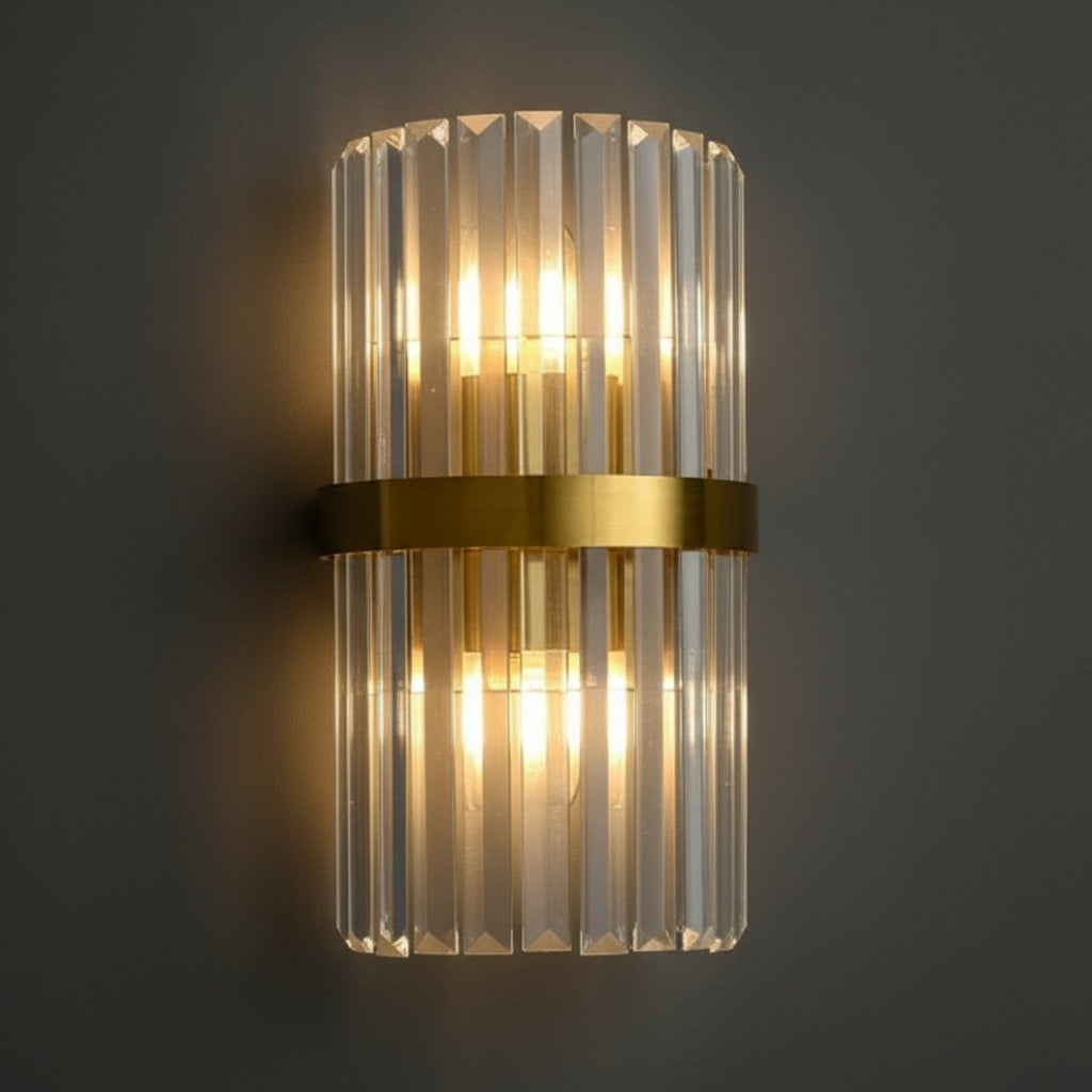 Arandela de Cristal Golden – Iluminação Sofisticada Art Deco