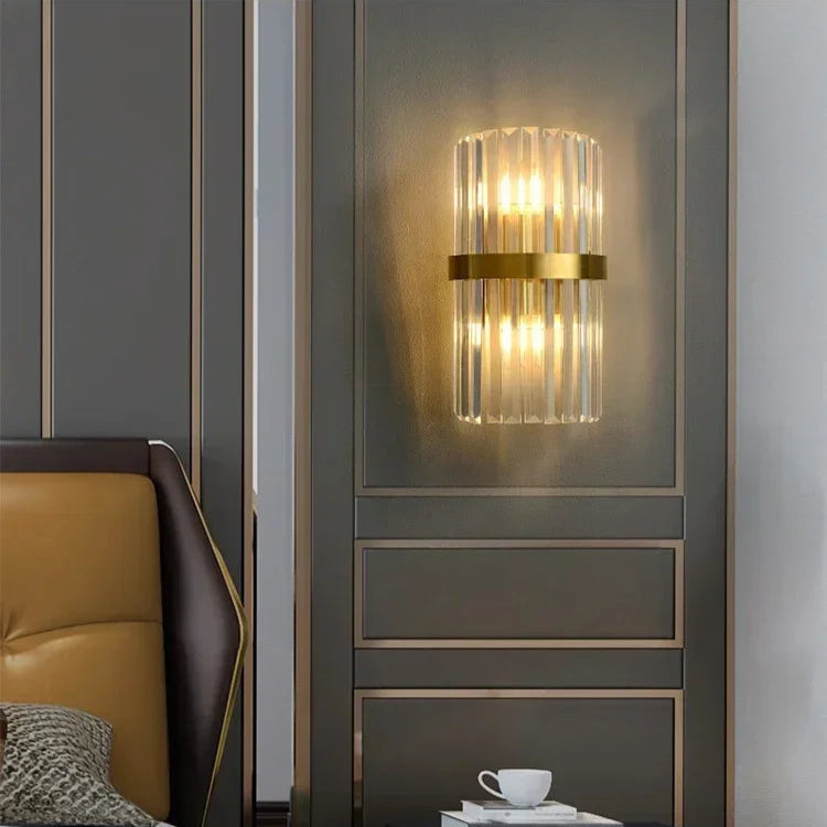 Arandela de Cristal Golden – Iluminação Sofisticada Art Deco