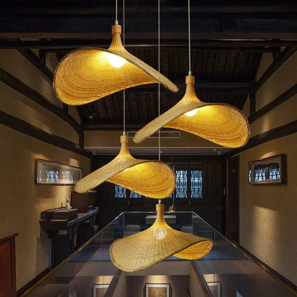 Lustre Pendente Decorativo de Bambu e Rattan 30, 40, 50, 60 e 80cm