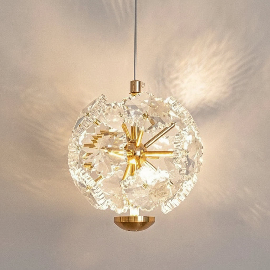 Pendente Safira Dourado Lustre Cristal