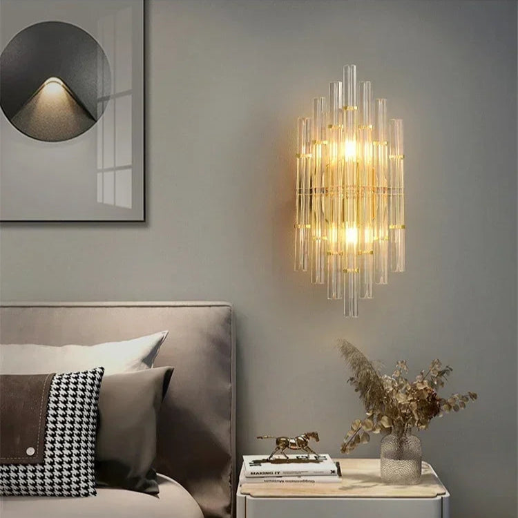 Arandela de Cristal Golden – Iluminação Sofisticada Art Deco