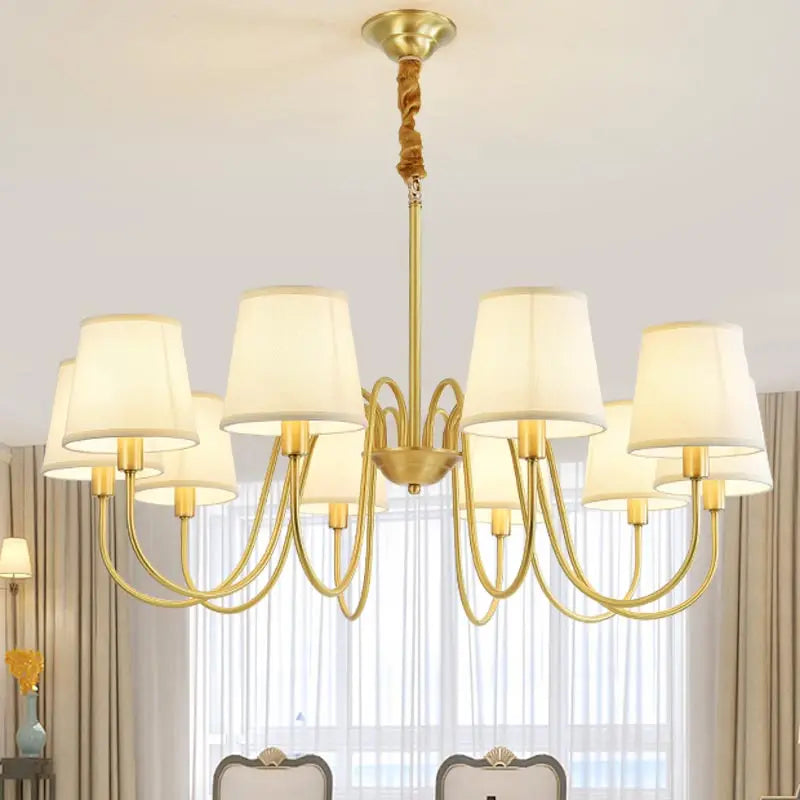 Lustre Dourado Vintage De 3 a 10 Cúpulas Pendente Tocheiro