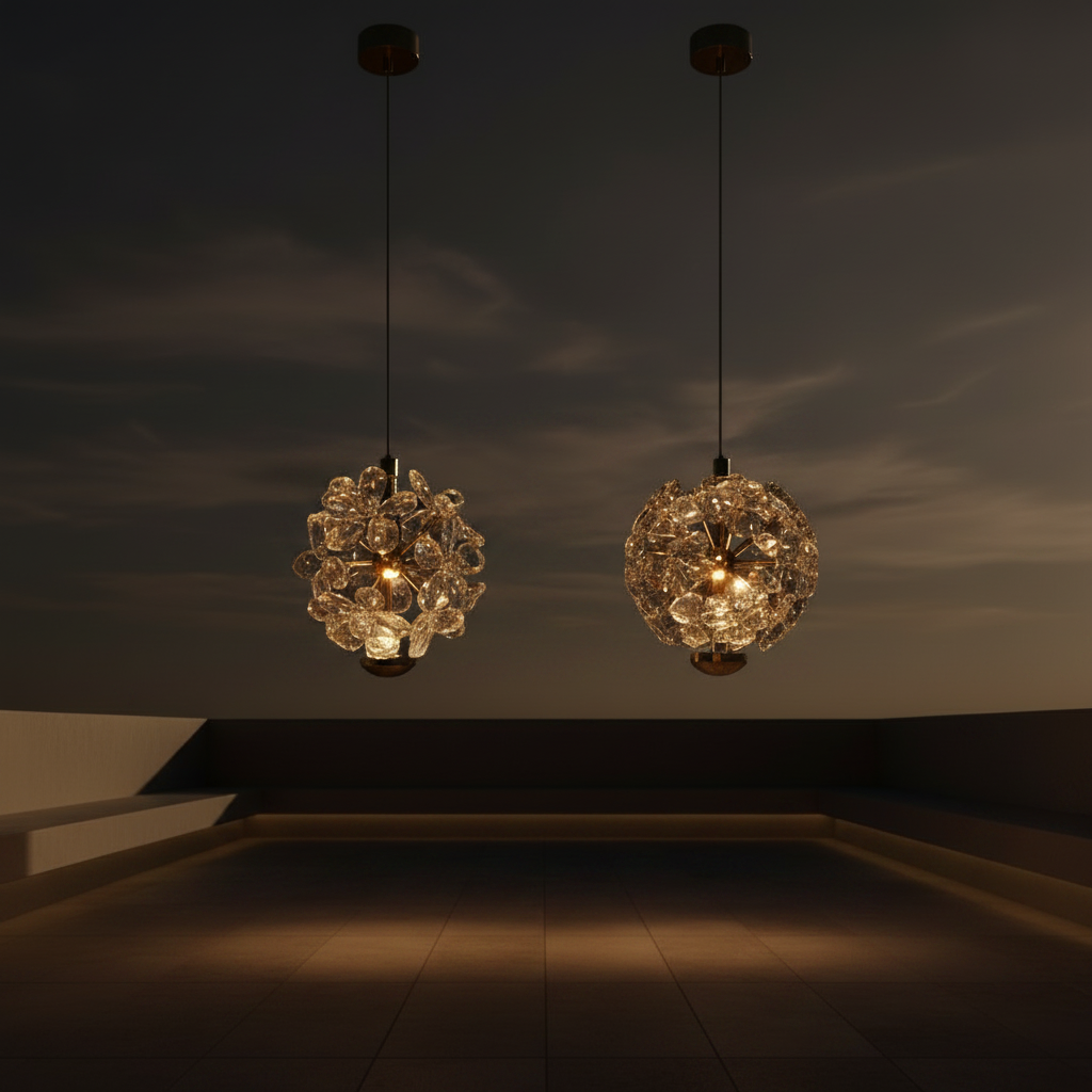 Pendente Safira Dourado Lustre Cristal