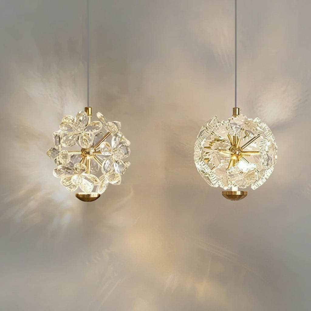 Pendente Safira Dourado Lustre Cristal