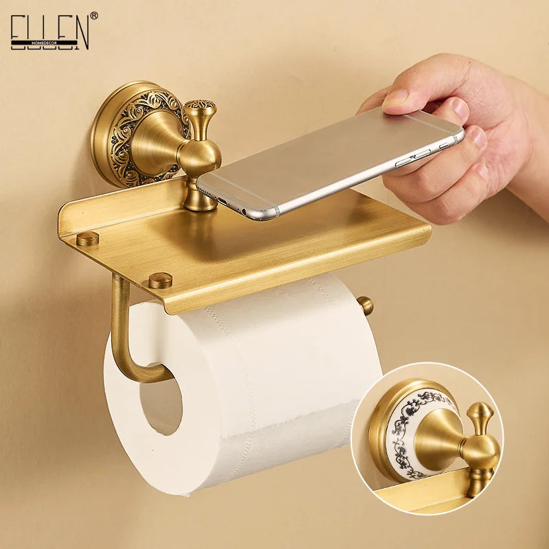 Porta Papel higiênico de Parede Vintage Bronze Retrô