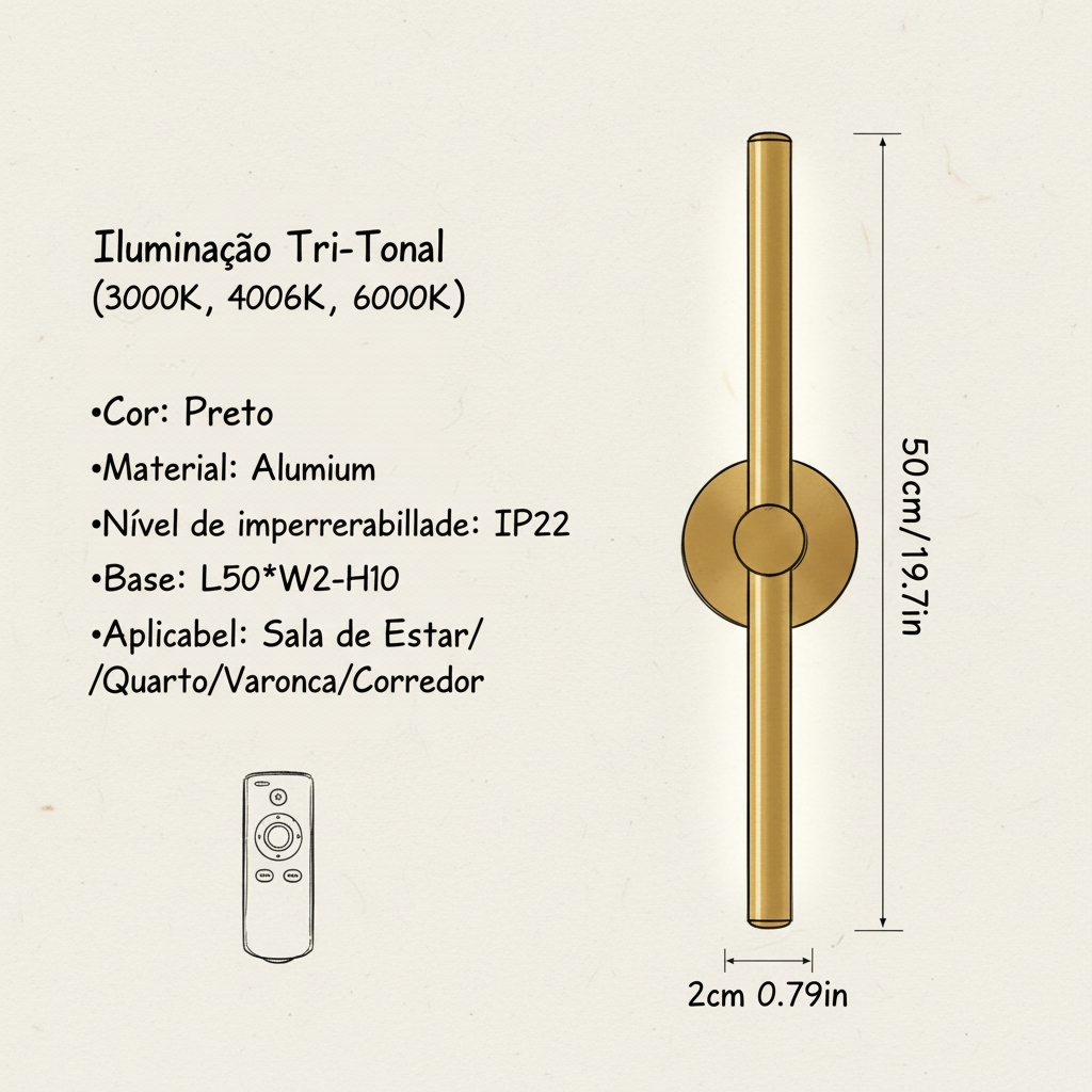 Luminária de Parede Magnética Recarregável 50cm em ambiente decorado