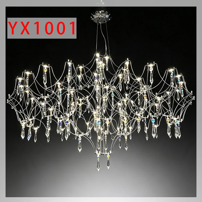 Lustre Pendente de Cristal Vaga-lume LED | Dourado ou Cromado