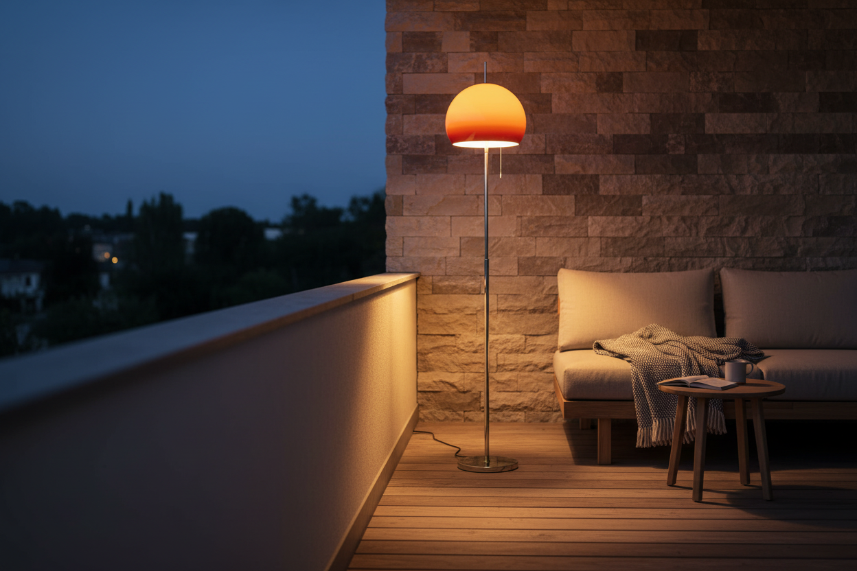 Luminária de Mesa e Piso Bauhaus Cogumelo – Vidro Degradê Laranja LED
