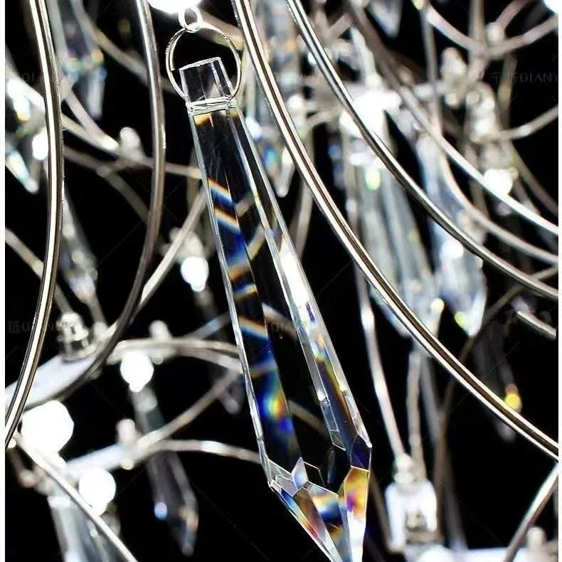 Lustre Pendente de Cristal Vaga-lume LED | Dourado ou Cromado