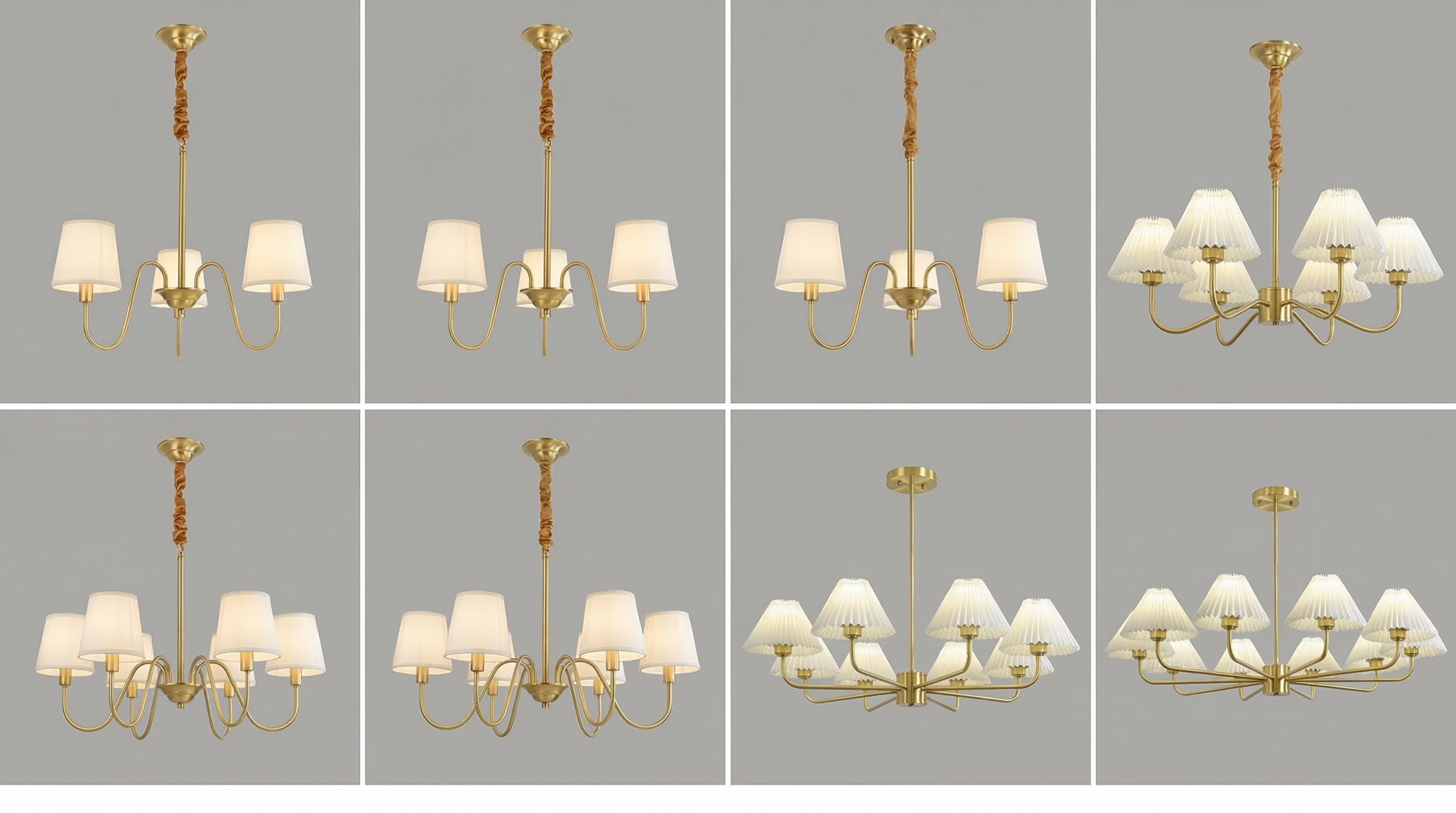 Lustre Dourado Vintage De 3 a 10 Cúpulas Pendente Tocheiro