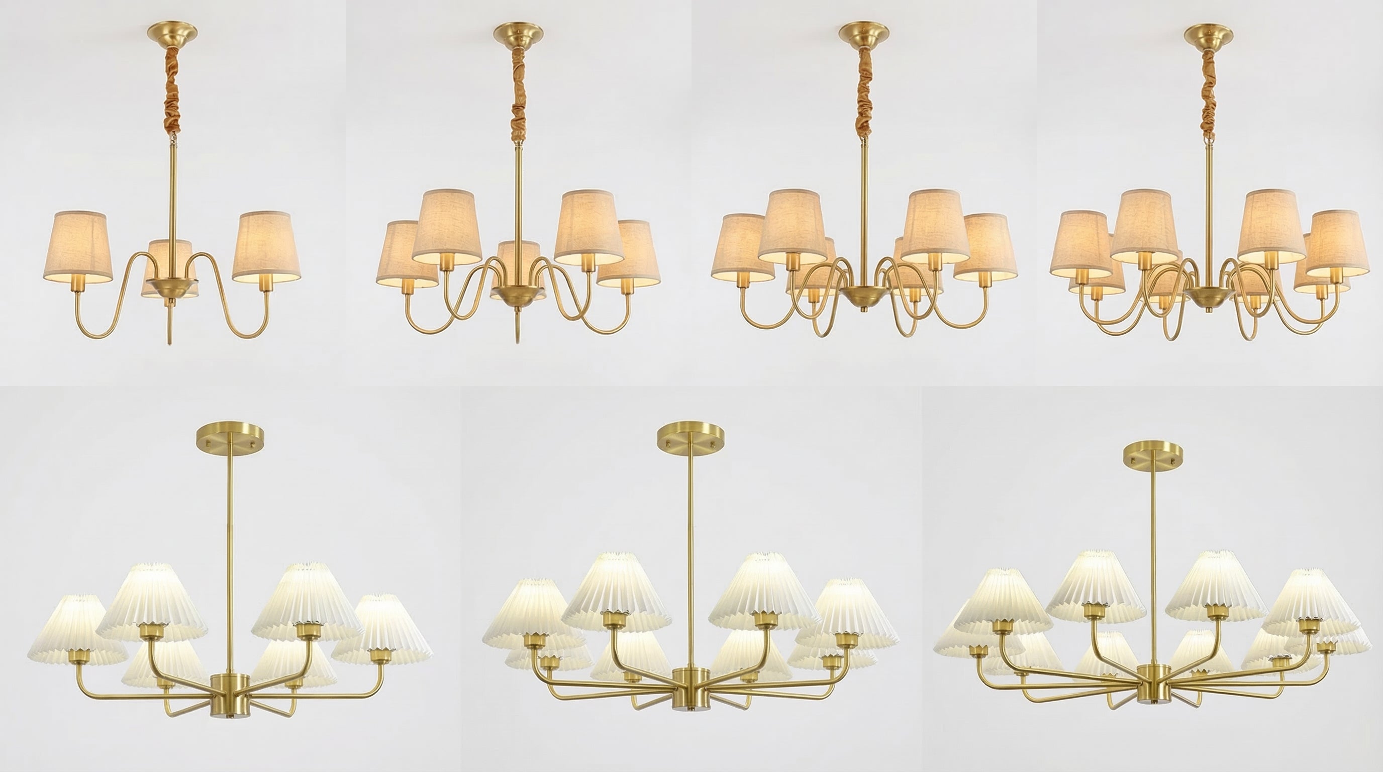 Lustre Dourado Vintage De 3 a 10 Cúpulas Pendente Tocheiro