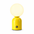 Abajur de mesa Capsule LED recarregável na cor amarelo, com globo iluminado e fundo branco