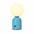 Abajur de mesa Capsule LED recarregável na cor azul, com globo iluminado e fundo branco