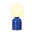 Abajur de mesa Capsule LED recarregável azul-escuro, com globo iluminado e fundo branco