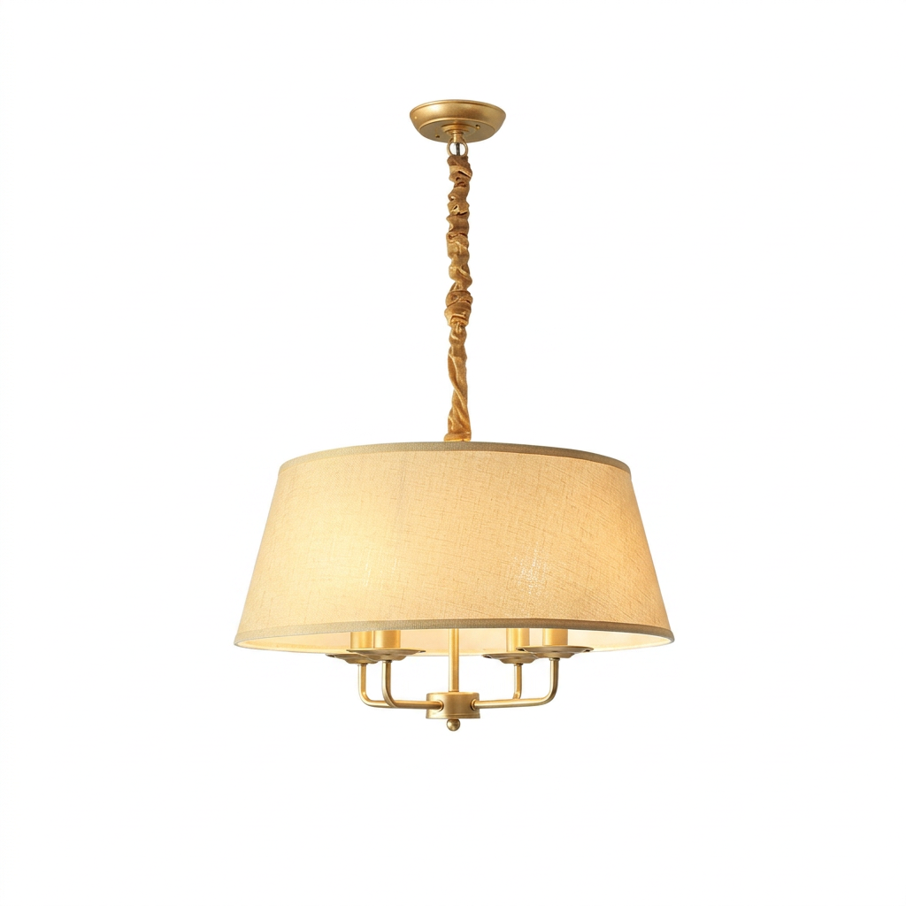 Lustre Vintage Americana Pendente Cúpula Única Tecido para Estar e Jantar