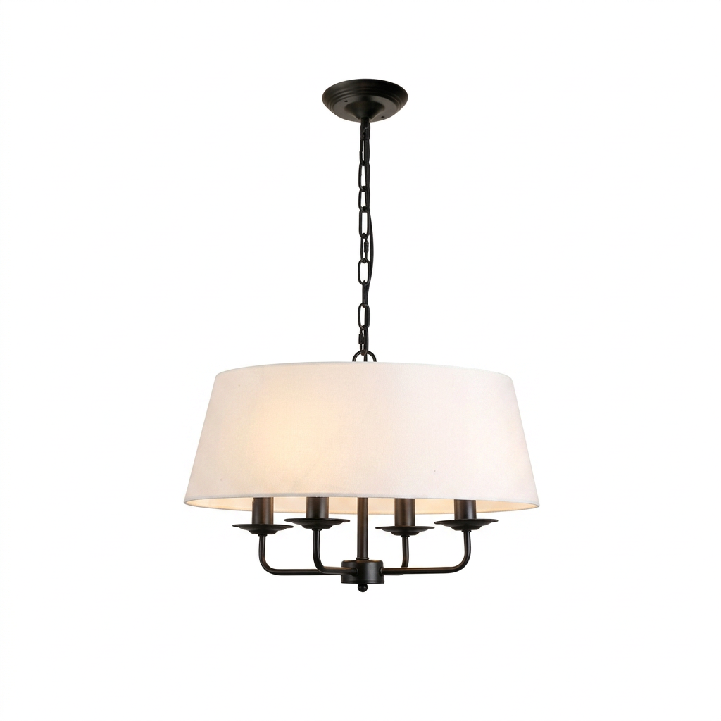 Lustre Vintage Americana Pendente Cúpula Única Tecido para Estar e Jantar